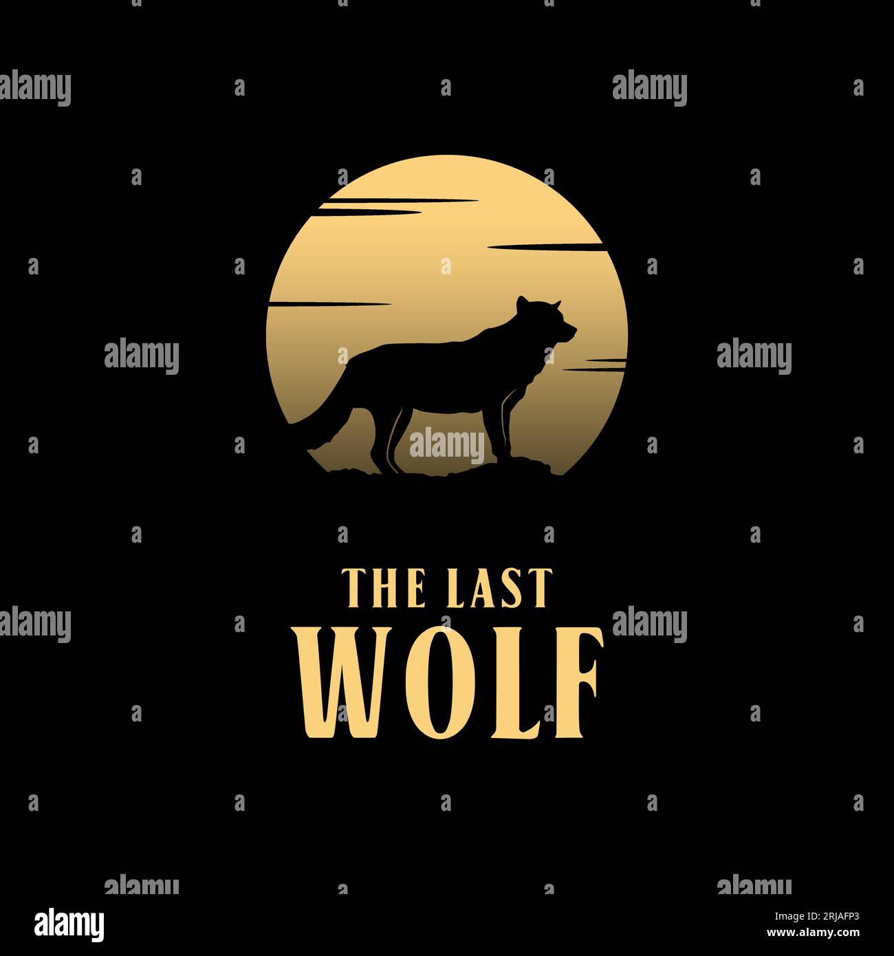 Full Moon Wolf Silhouette Logo Stock Vector