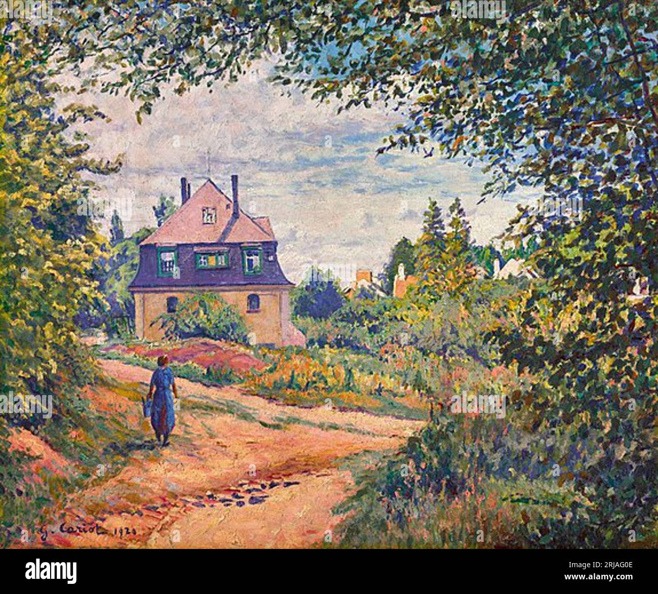 Woman and House Painted in 1920. by Gustave Cariot Stock Photo - Alamy