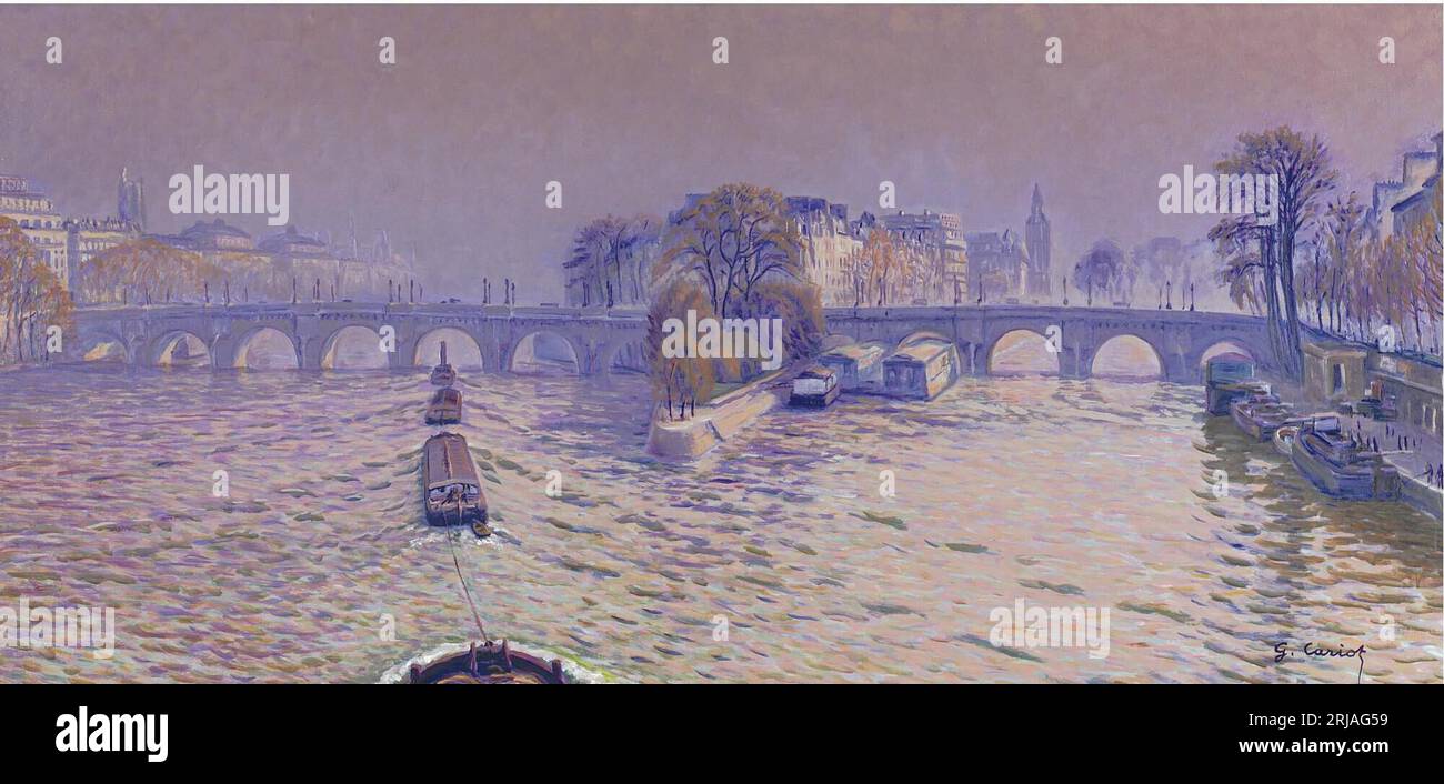 The Pont-Neuf a Paris by Gustave Cariot Stock Photo - Alamy
