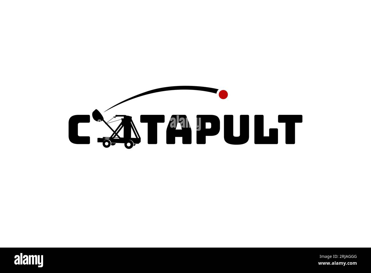 Catapult Typography Logo with Ancient Catapult Machine icon design