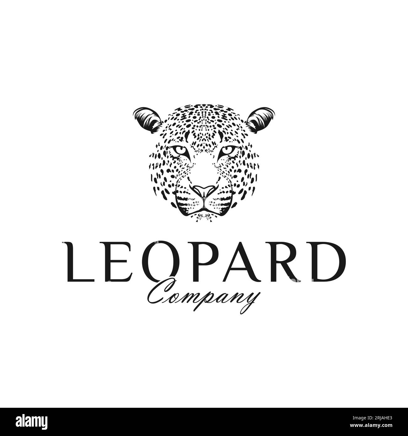 Leopard Cheetah Face Logo Design Inspiration Stock Vector