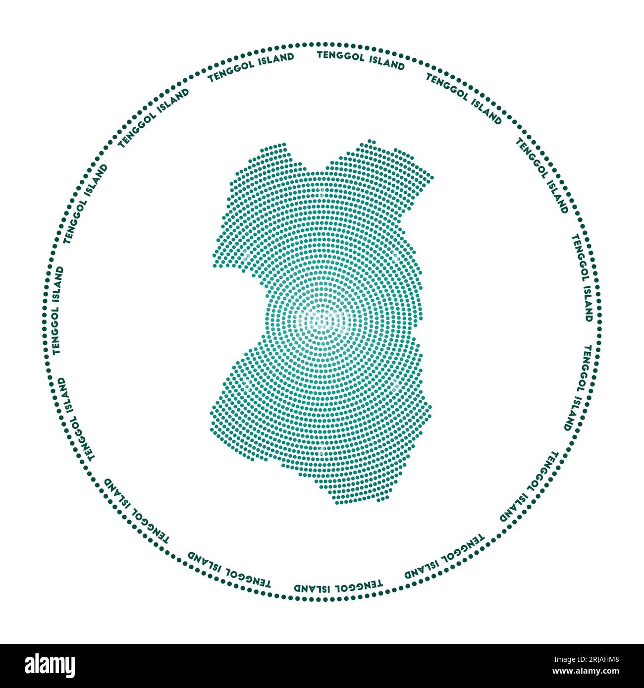 Tenggol Island round logo. Digital style shape of Tenggol Island in dotted circle with the name. Tech icon with gradient dots. Stock Vector
