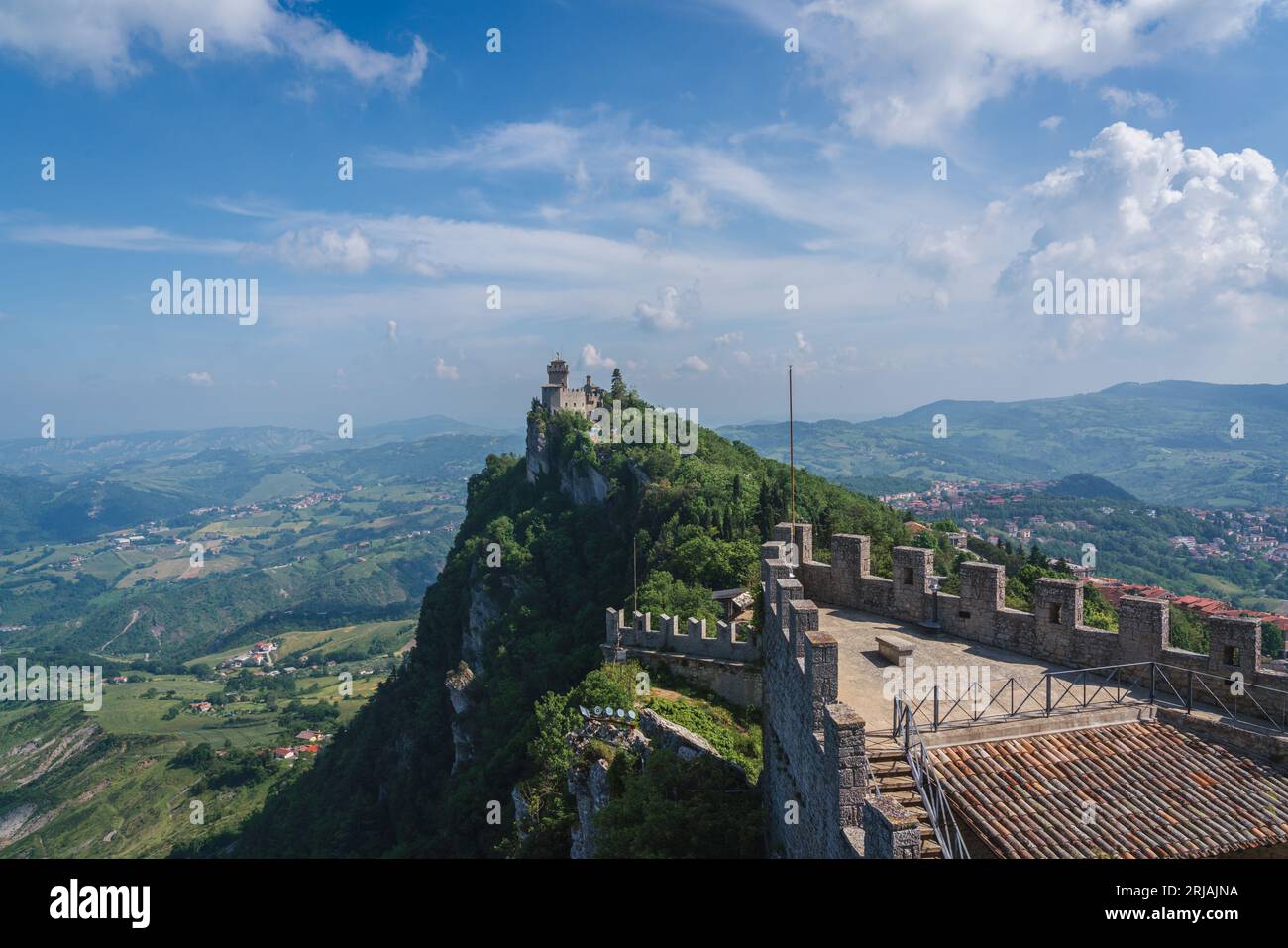 San Marino Cityscape Guaita Fortress On The Top Of Mount Titano Rock 