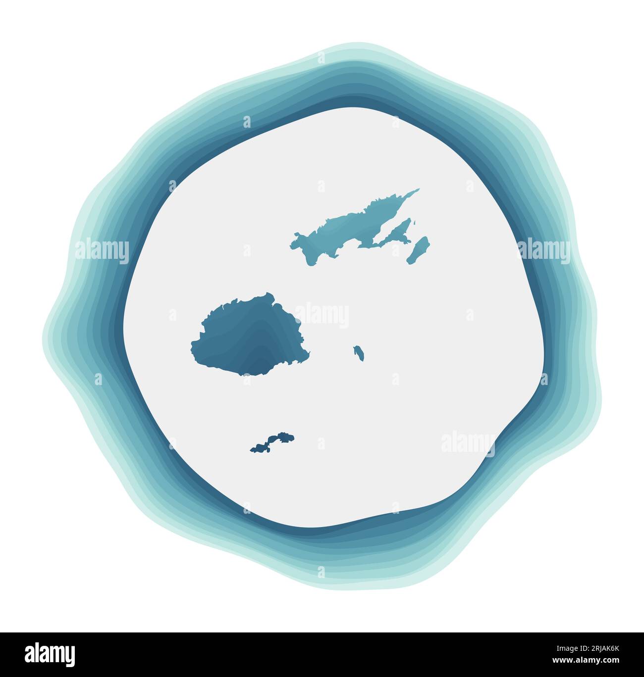 Fiji logo. Badge of the country. Layered circular sign around Fiji