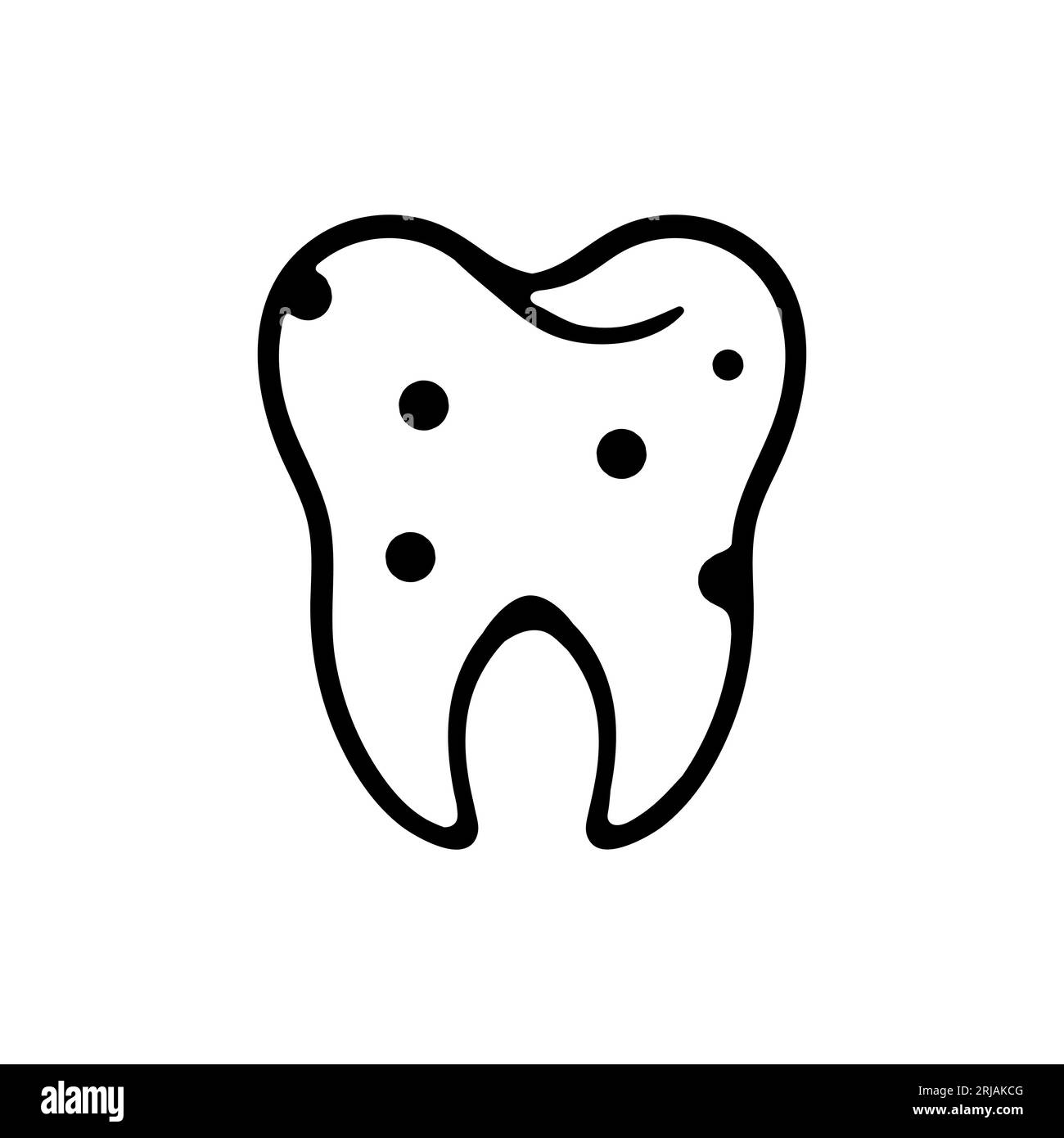 Caries line icon. Dentist, pain, teeth, filling, hole, disease, sugar