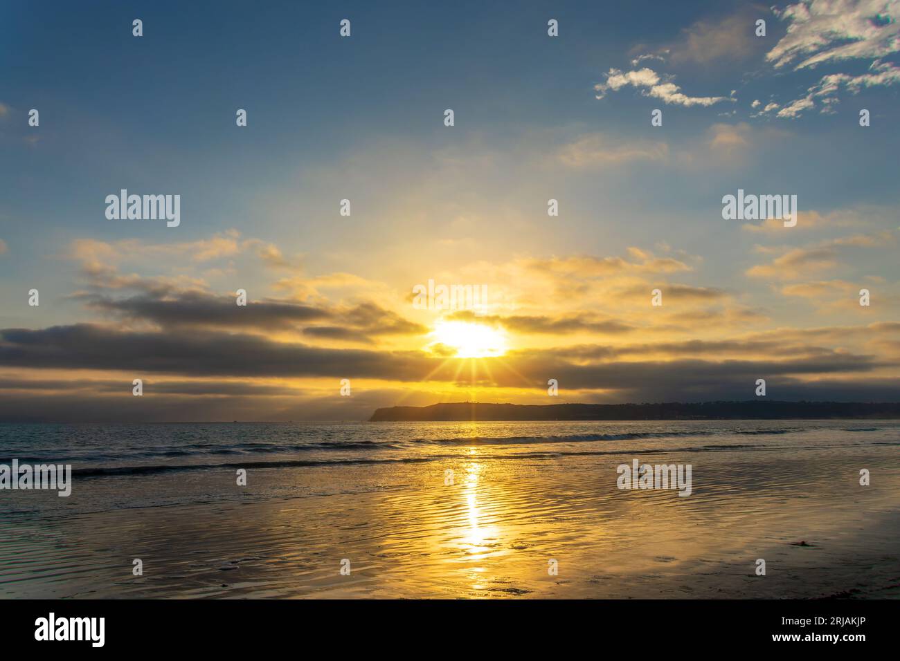 Sunset on Coronado beach, San Diego, California Stock Photo