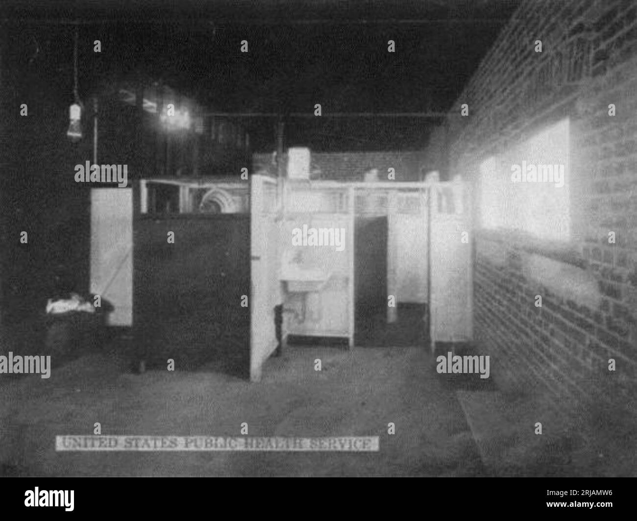 Women’s baths at the El Paso disinfecting plant of the US Immigration