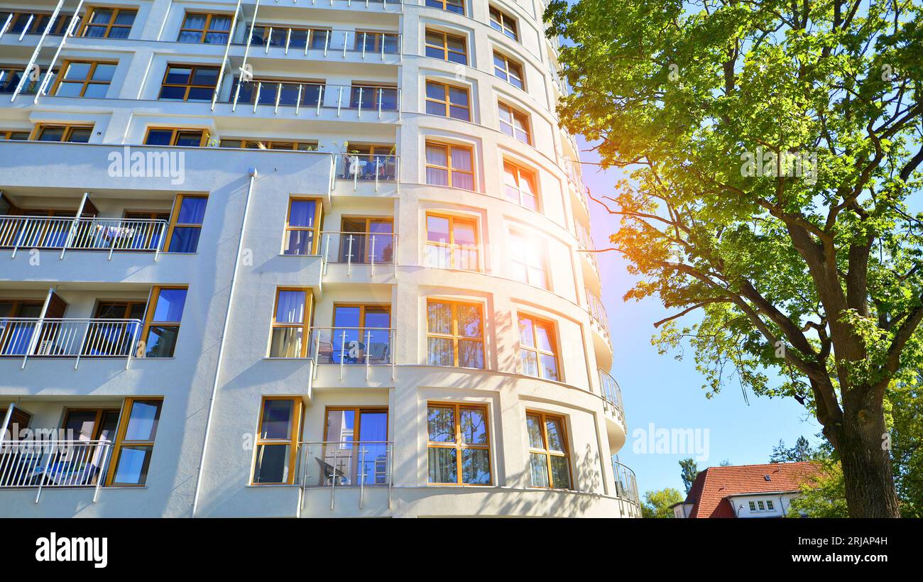 Low energy houses with apartments. Residential area with ecological and ...