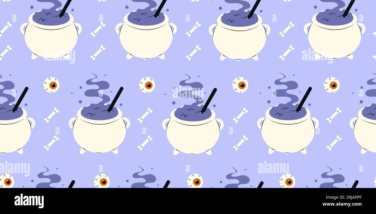 Cute Halloween seamless pattern with witchs Stock Vector