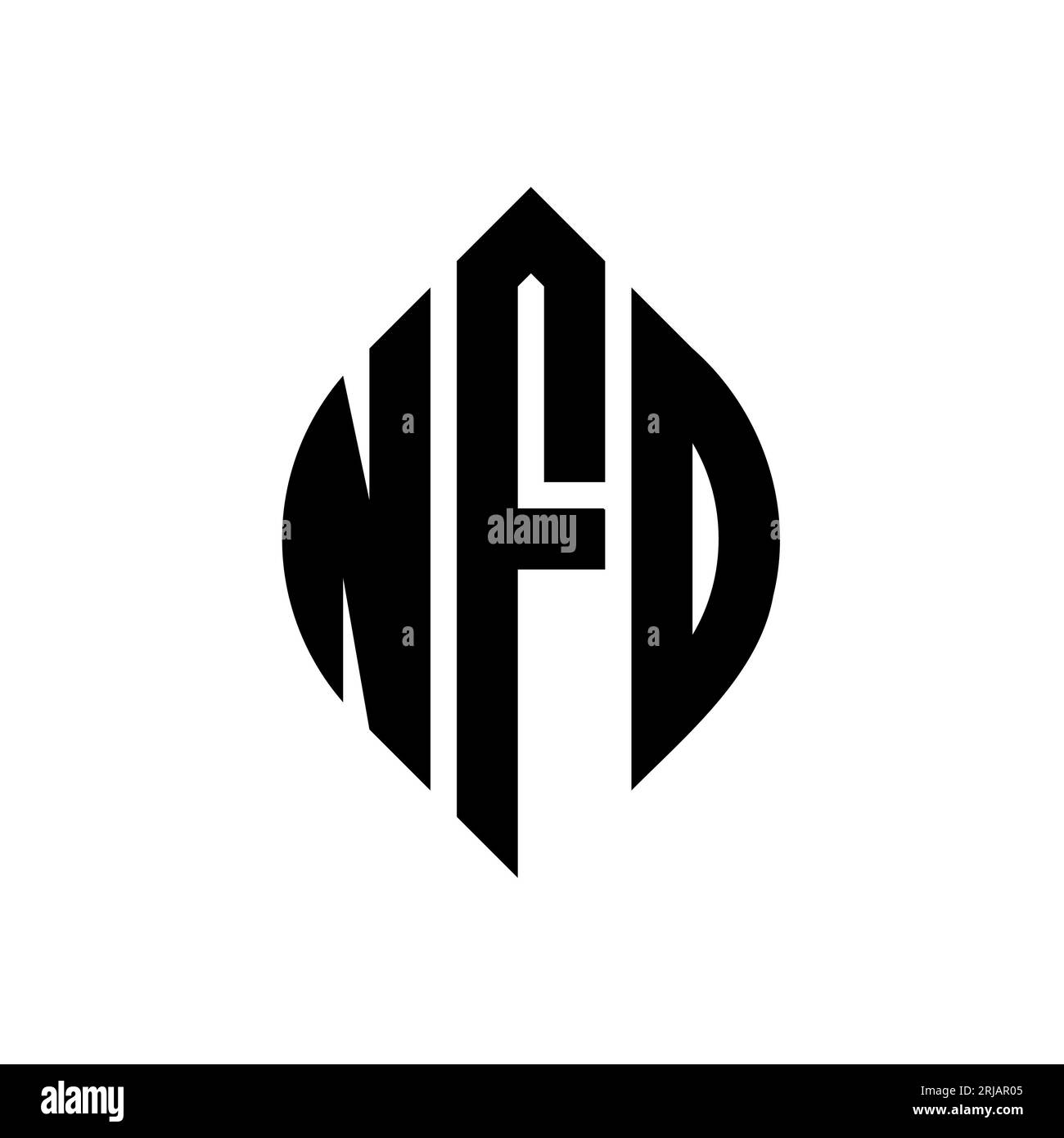 NFD circle letter logo design with circle and ellipse shape. NFD
