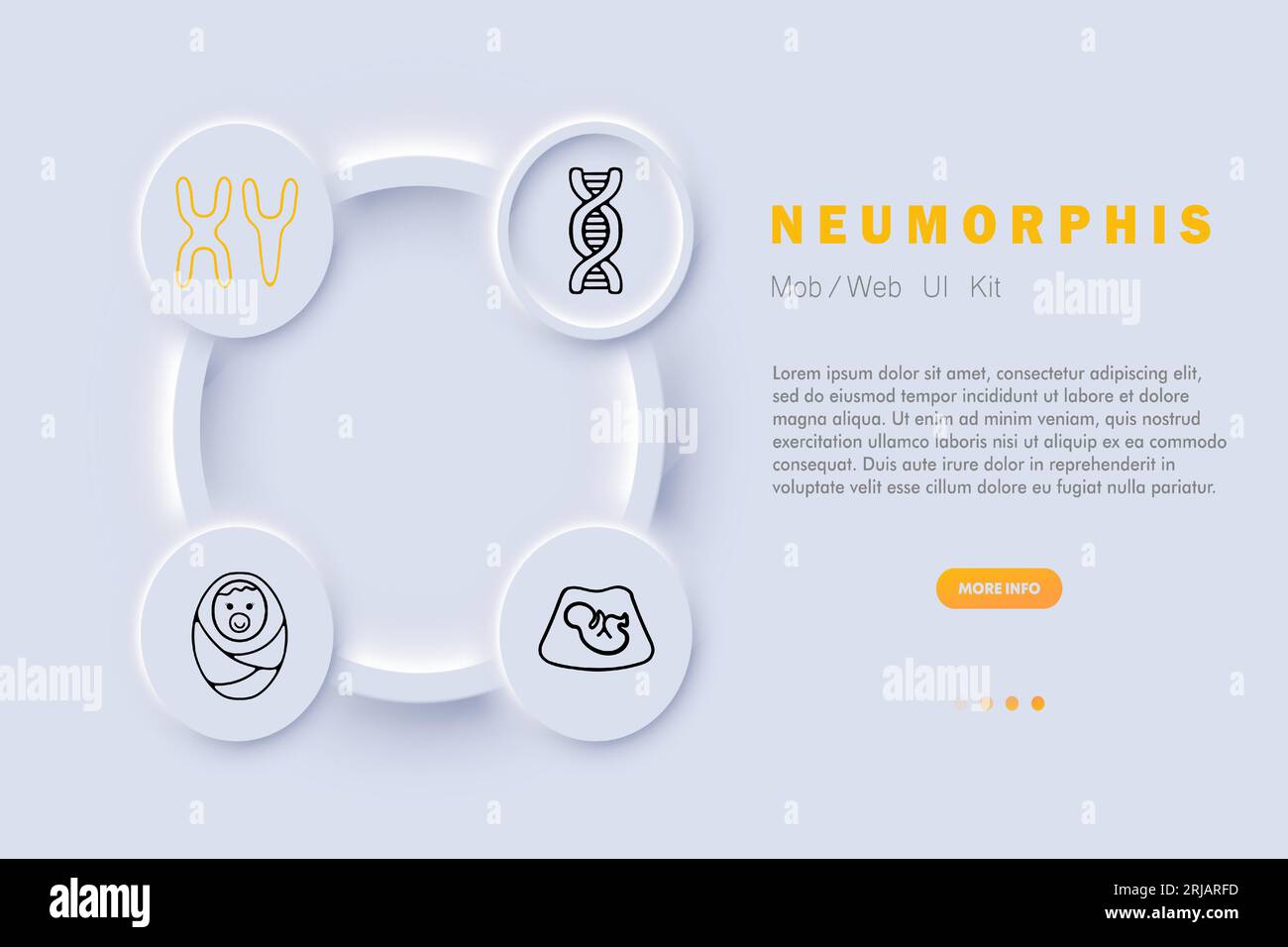 Genetics line icon. Chromosomes x and y, womb, swaddling, baby, dna, rna. Neomorphism style. Vector line icon for Business Stock Vector