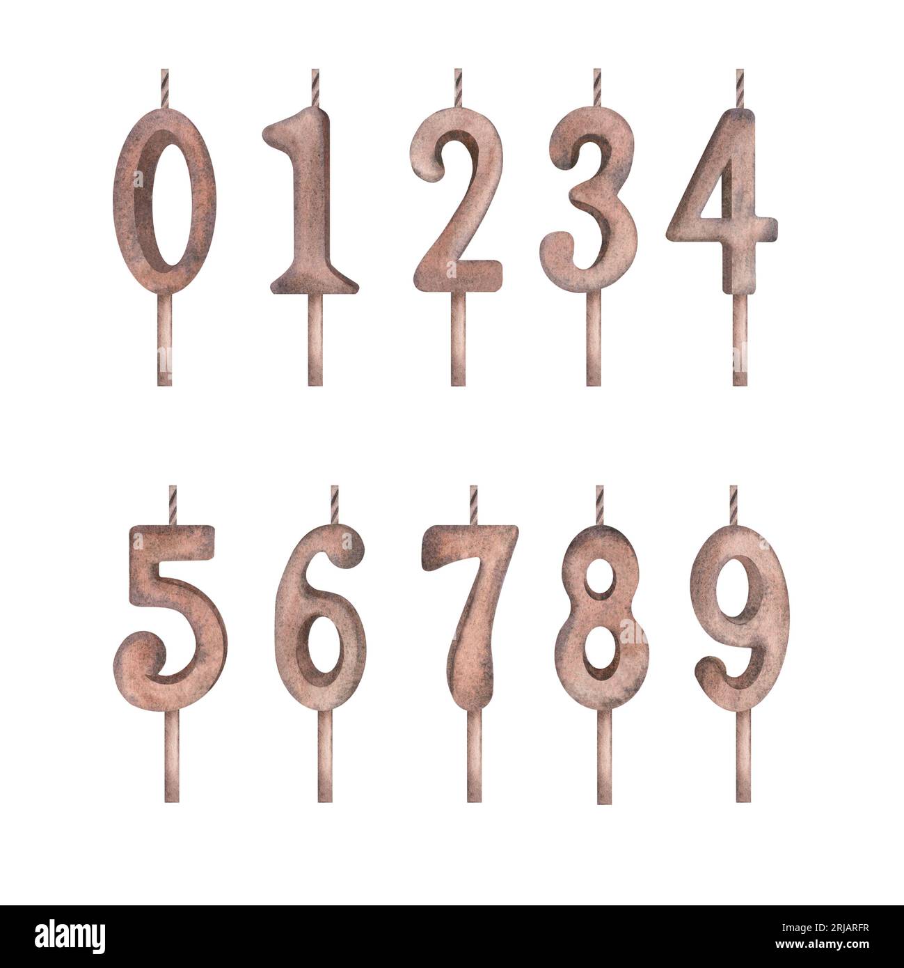 Rustic Candle Numbers A set of candles with numbers from zero to nine for a birthday ...