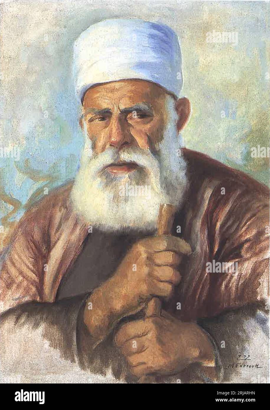 A Druze Sheikh late 1930's by Moustafa Farroukh Stock Photo