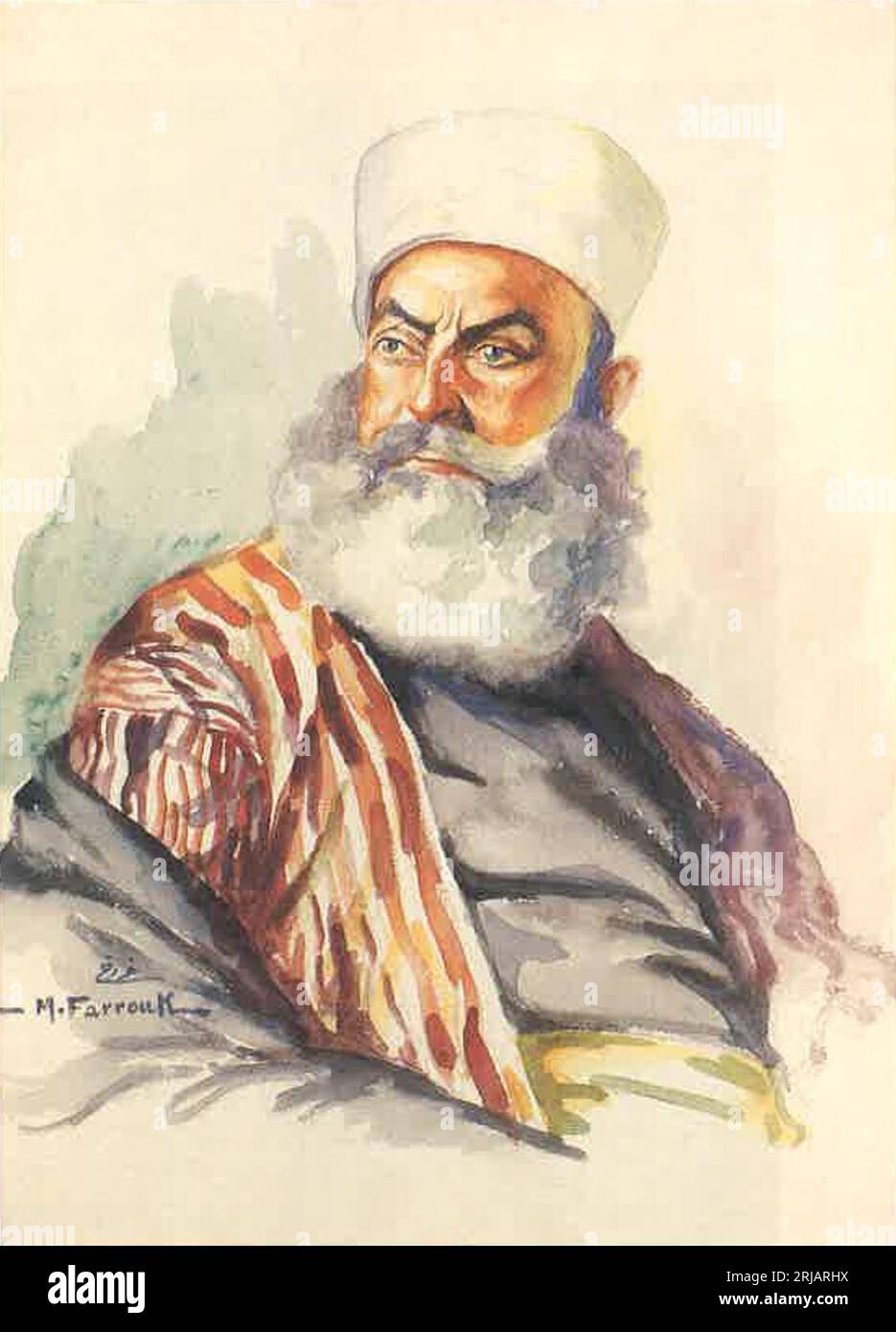 A Druze Sheikh from the Mala'eb Family of Bayssour late 1930's by Moustafa Farroukh Stock Photo
