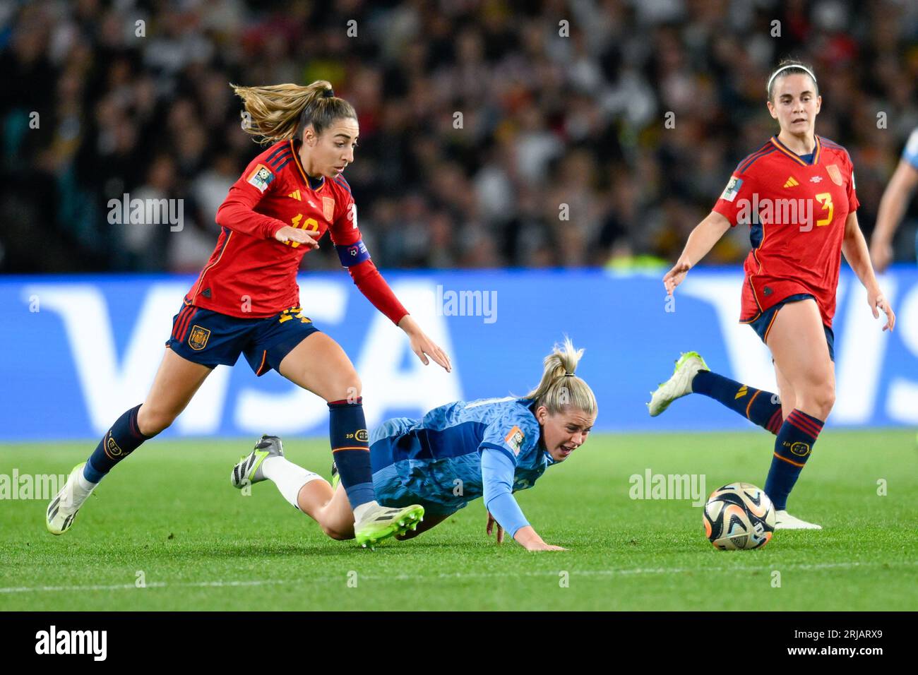 Sydney, Australia. 20th Aug, 2023. Jennifer Hermoso of Spain, Alessia Russo of England and Teresa Abelleira of Spain during the FIFA Women's World Cup 2023 Final match between Spain Women and England Women at Stadium Australia, Sydney, Australia on 20 August 2023. Photo by Richard Nicholson. Editorial use only, license required for commercial use. No use in betting, games or a single club/league/player publications. Credit: UK Sports Pics Ltd/Alamy Live News Stock Photo