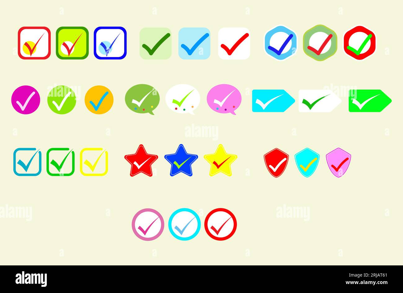Collection Like or correct symbol,Confirmed or approved button.Set of