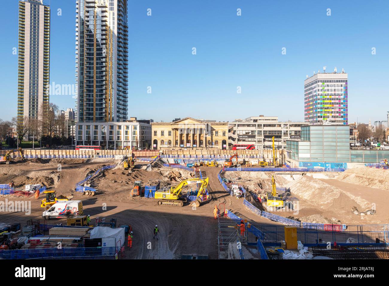 Elevated Photo of the Redevelopment of Elephant and Castle Town Centre by Multiplex. Stock Photo