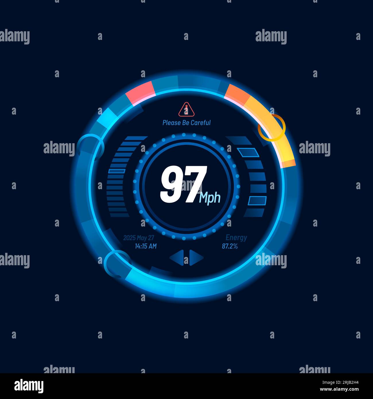 Blue speedometer neon dial, car speed gauge dashboard, futuristic counter  interface. Isolated vector kilometer performance indicator, gas and fuel  lev Stock Vector Image & Art - Alamy