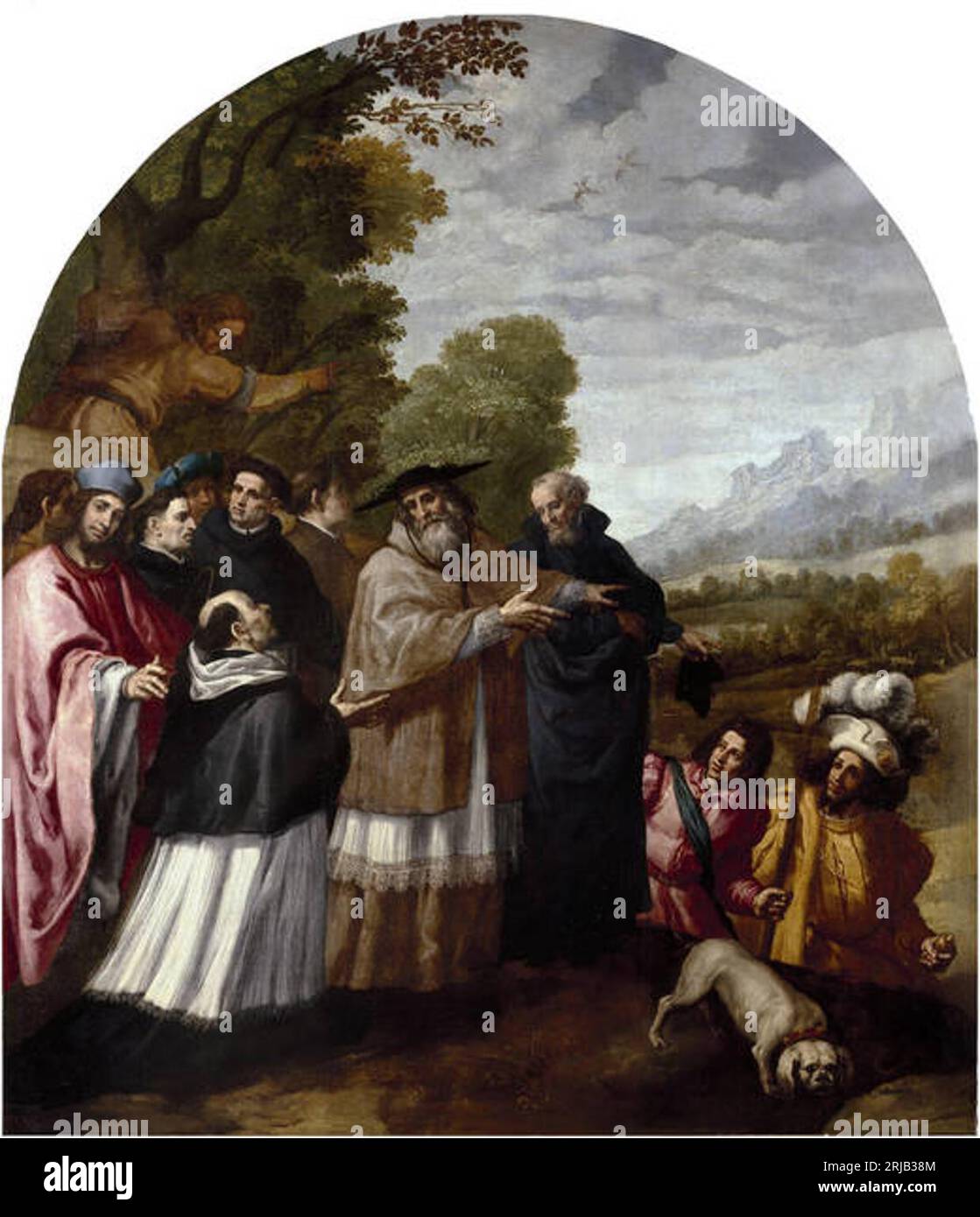 Saint Hugo Accompanies Saint Bruno and His Six Companions to the Chartreuse Highlands between 1626 and 1632 by Vincenzo Carducci Stock Photo