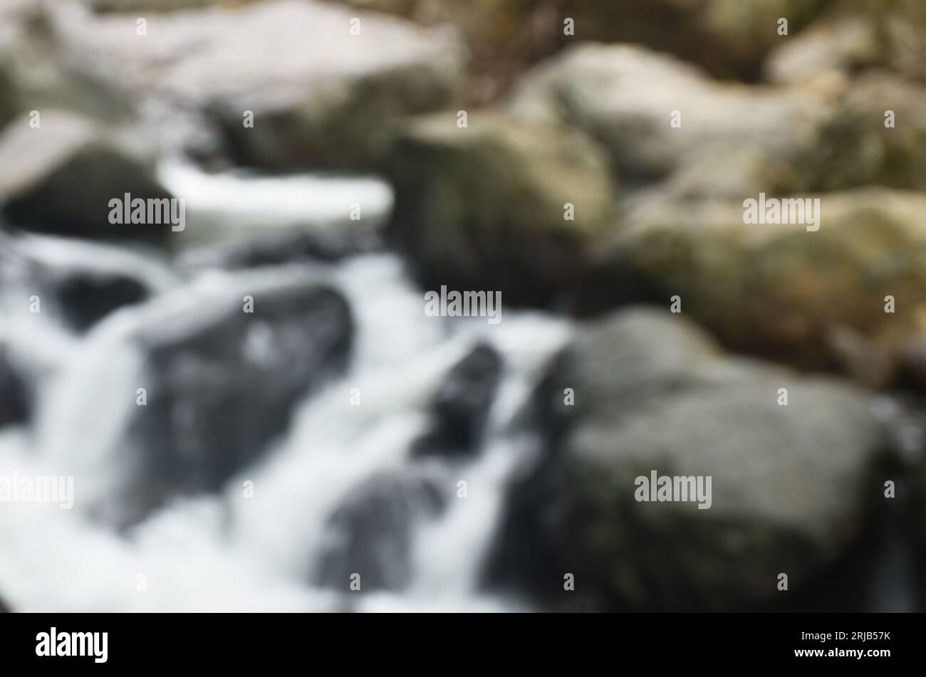 blur background of water falling on river pass rock and stone at Kho ...