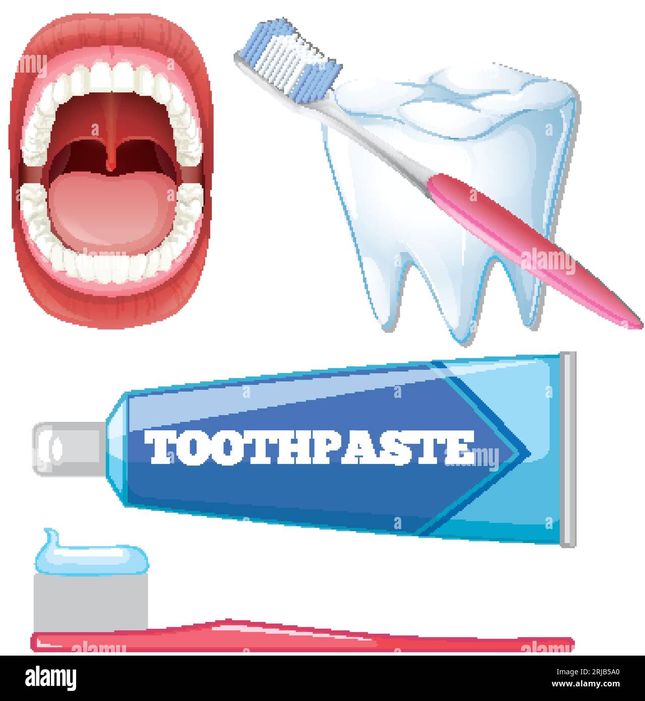 A vector cartoon illustration of a dental care set Stock Vector Image ...