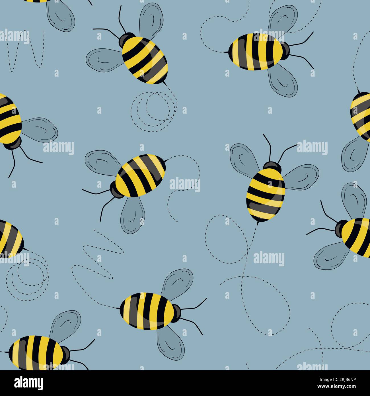 Seamless pattern with bees on color background. Small wasp. Vector ...