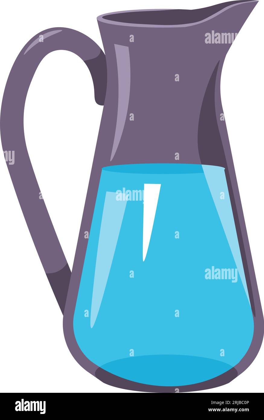 Jug filled with water, kitchenware and dishware Stock Vector
