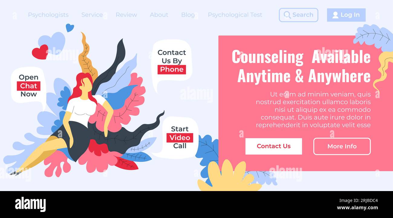 Counselling available anytime and anywhere, web Stock Vector