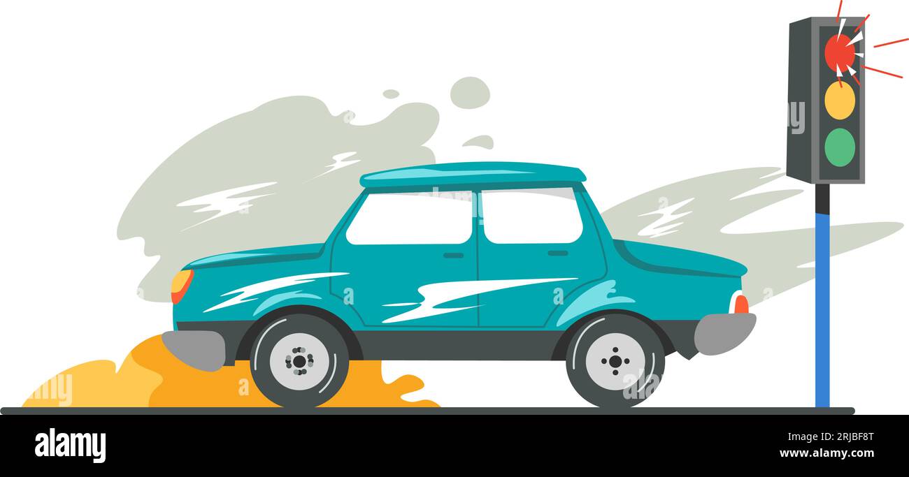 Car crash or road accident, broken traffic light Stock Vector Image