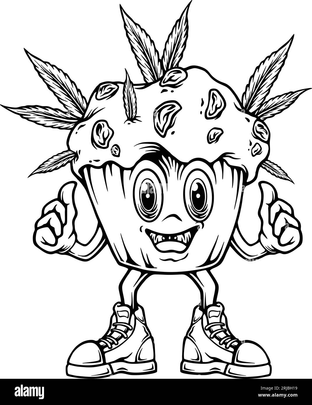 Humorous cannabis cupcakes playful twist illustrations monochrome