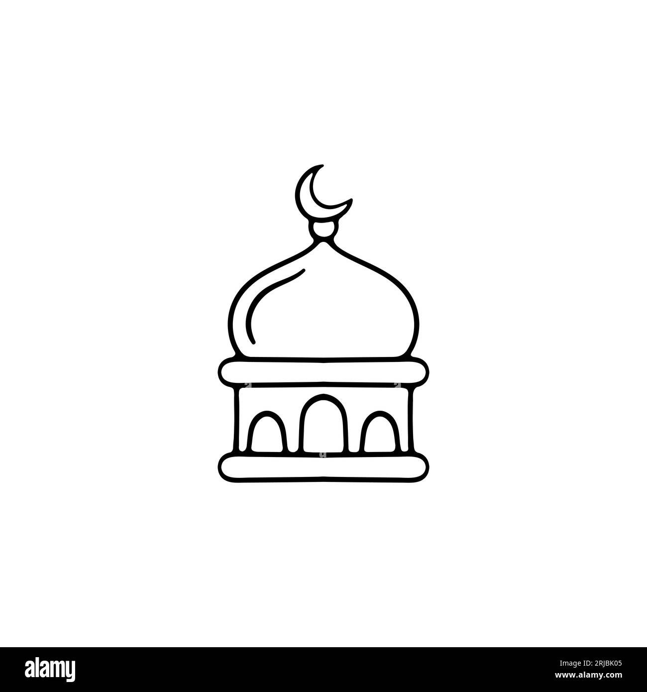 Mosque line icon. Church, crescent, islam, prayer, religion, temple, faith, Koran. Vector black line icon on white background for Business Stock Vector