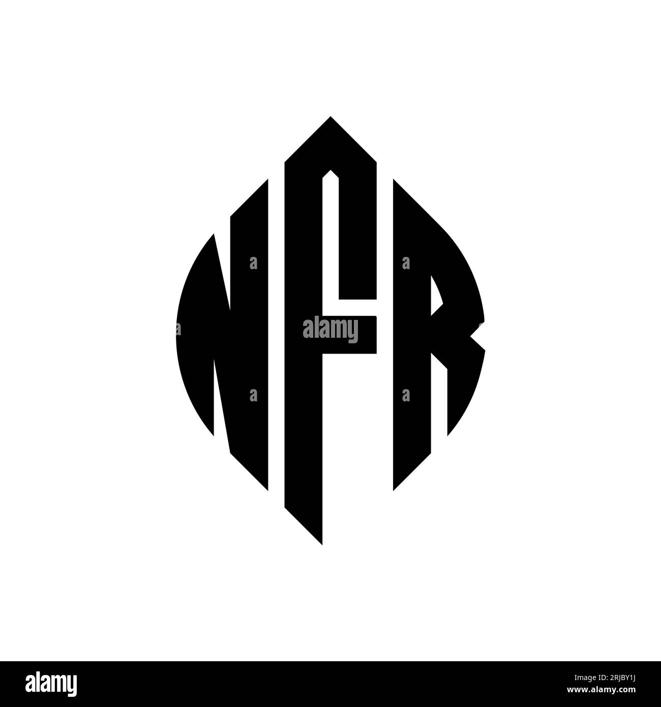 NFR circle letter logo design with circle and ellipse shape. NFR