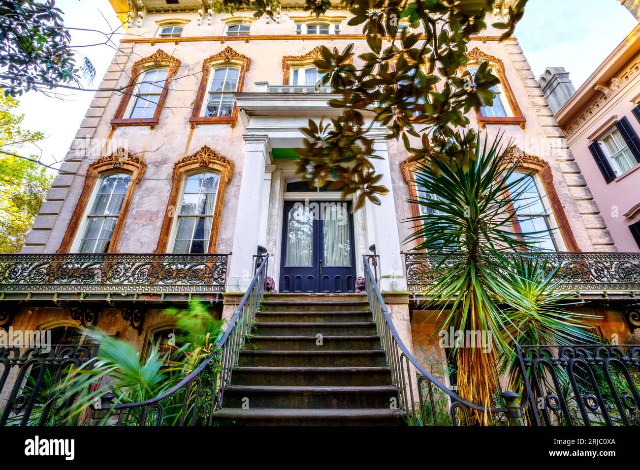 Historic Mansion and Antique Store Savannah,Georgia, United States of America Stock Photo
