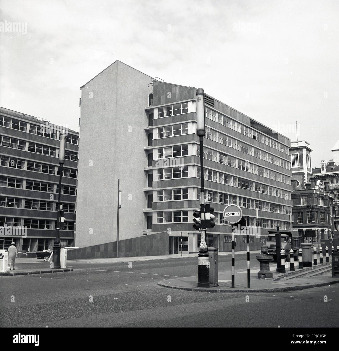 1960s, historical, view of modern office blocks built of precast 