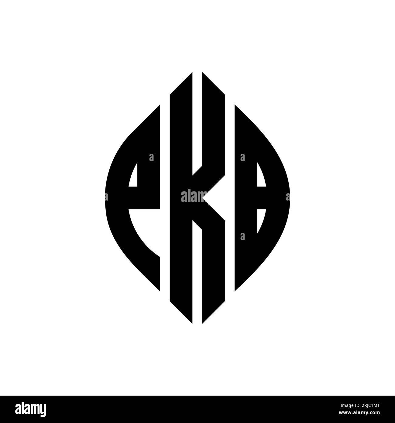 PKB circle letter logo design with circle and ellipse shape. PKB ellipse letters with typographic style. The three initials form a circle logo. PKB Ci Stock Vector