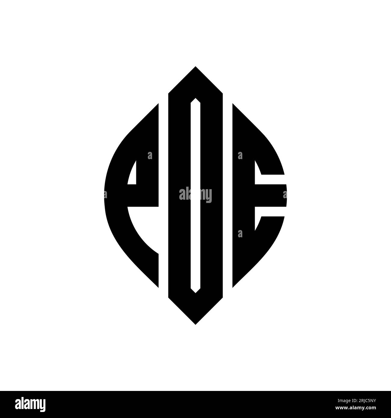 POE circle letter logo design with circle and ellipse shape. POE ellipse letters with typographic style. The three initials form a circle logo. POE Ci Stock Vector