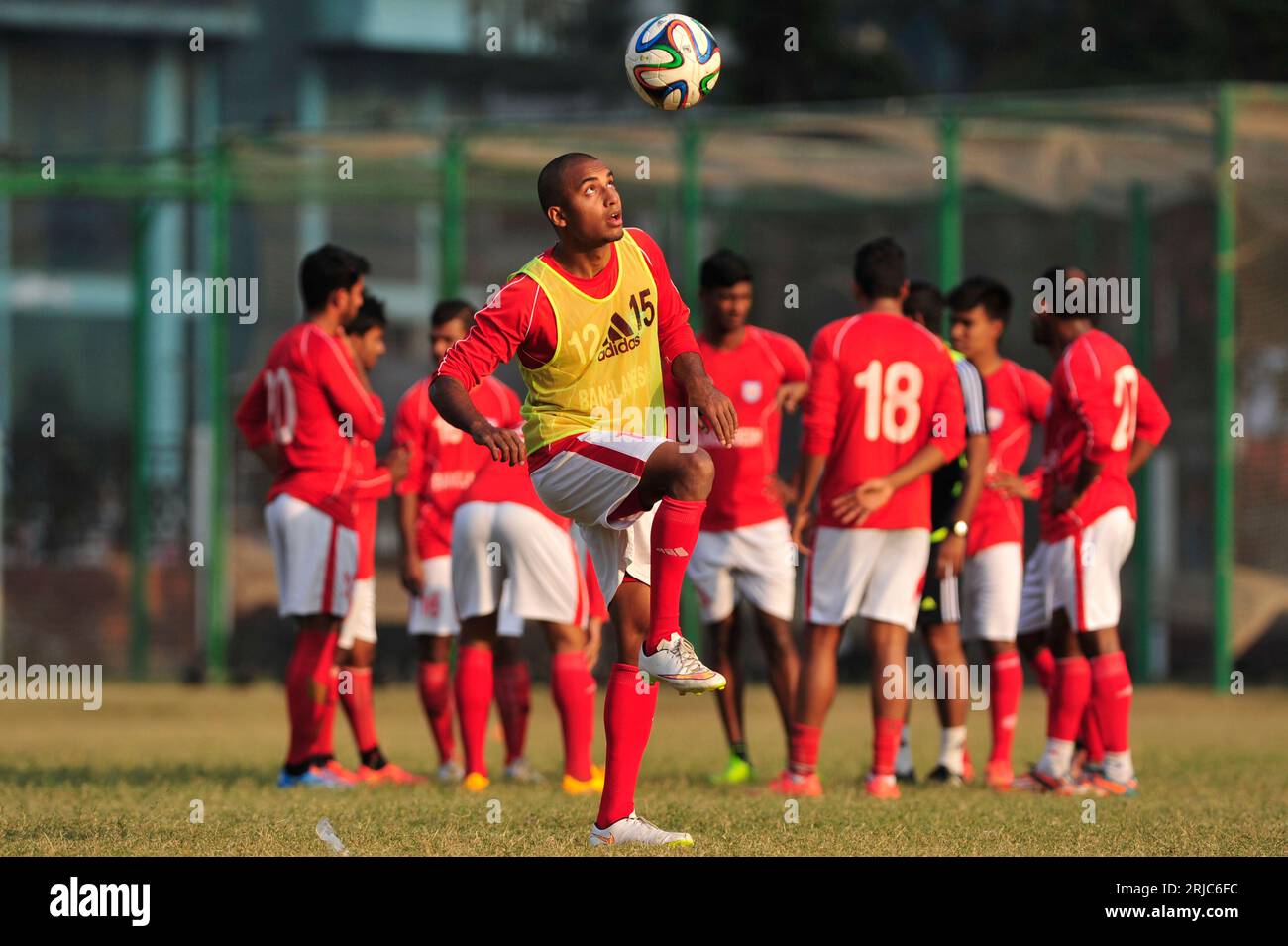 Bangladesh national Football Team captain Jamal Harris Bhuiyan during practice session at Lt. SK Jamal Dhanmondi Club, Dhaka, Bangladesh, 04 February, Stock Photo