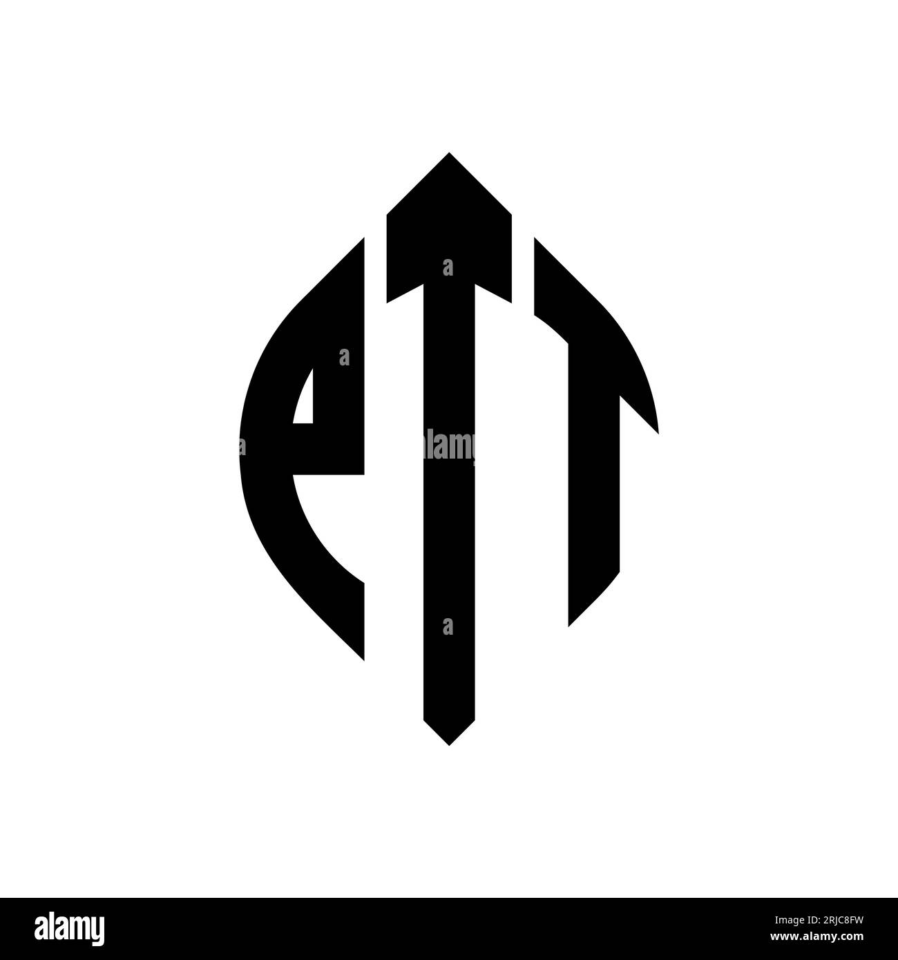 PTT circle letter logo design with circle and ellipse shape. PTT ellipse letters with typographic style. The three initials form a circle logo. PTT Ci Stock Vector