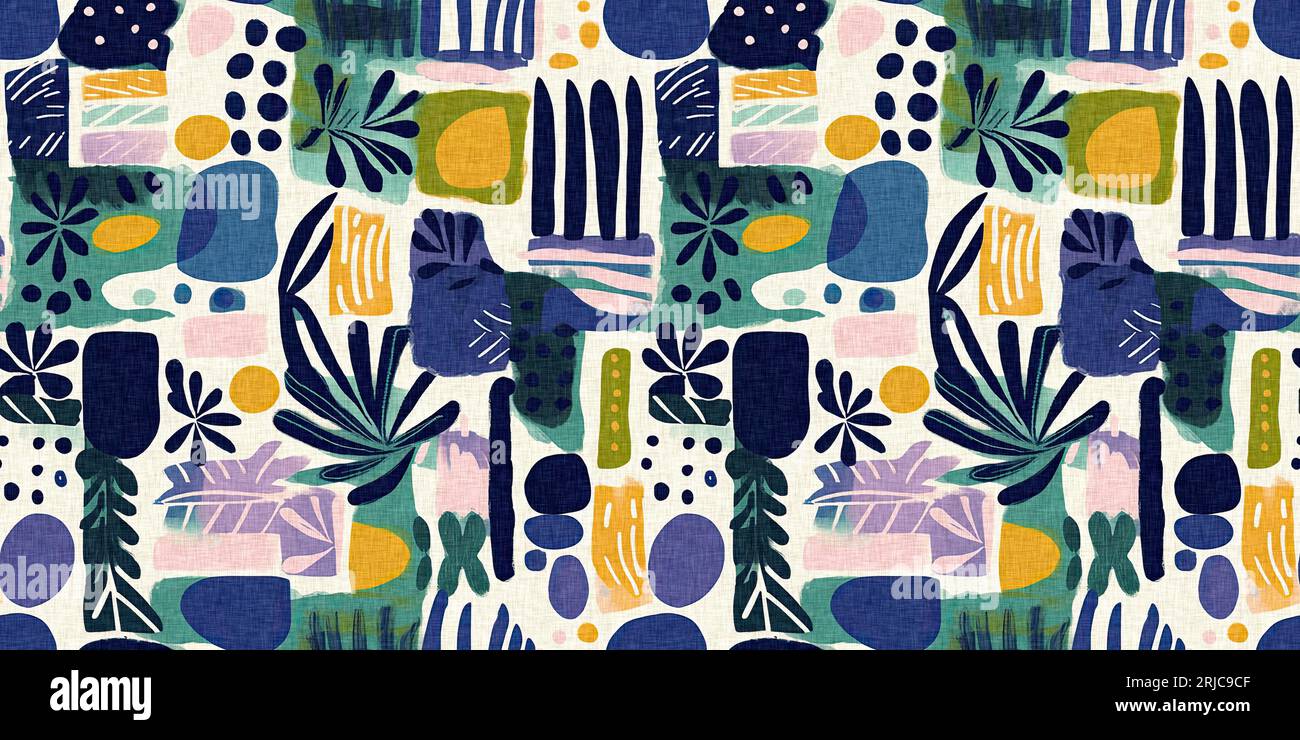Modern fun pattern clash fabric border print for summer beach textile ...