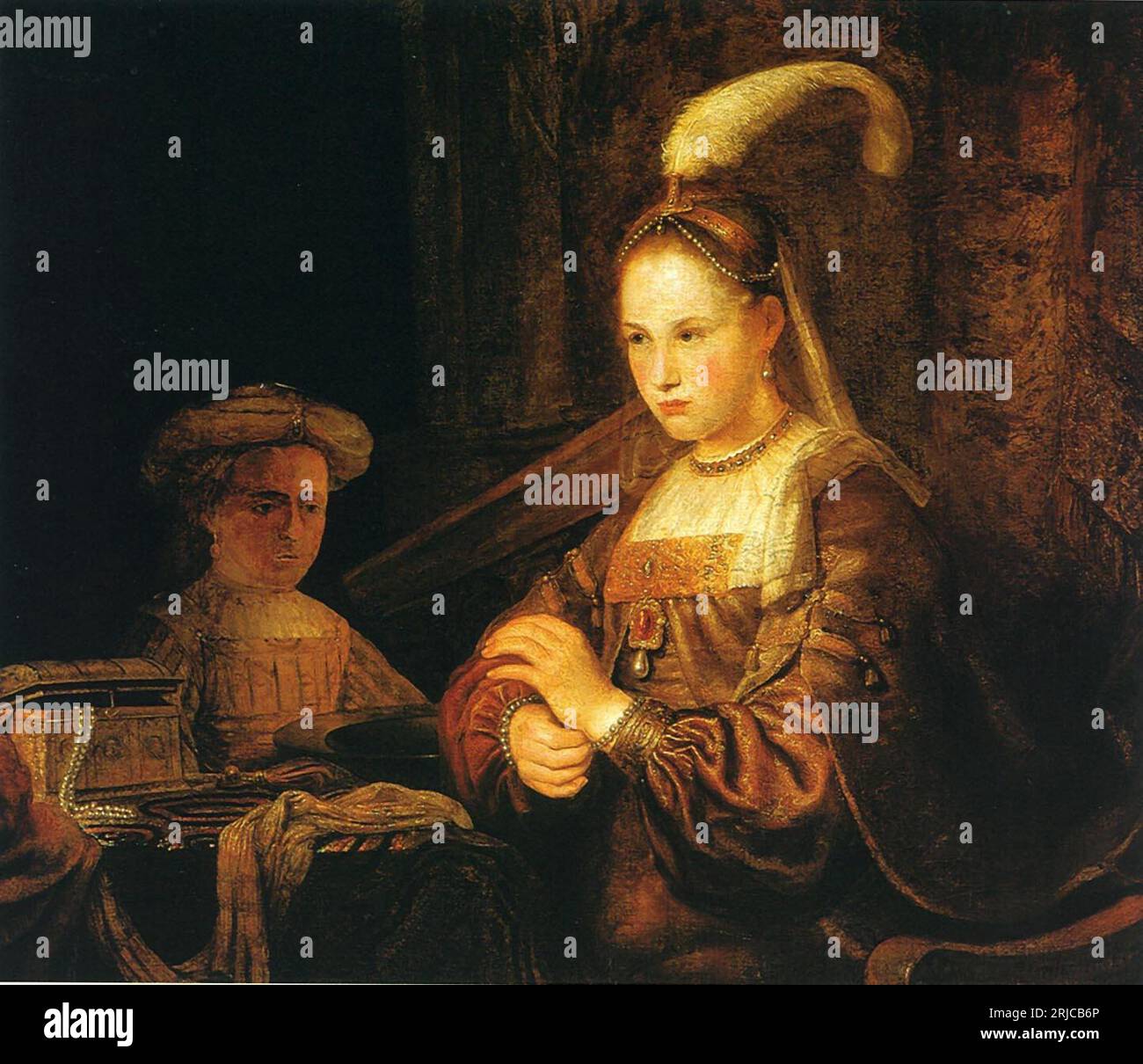 A lady at her toilet. 1660s by Arent de Gelder Stock Photo - Alamy