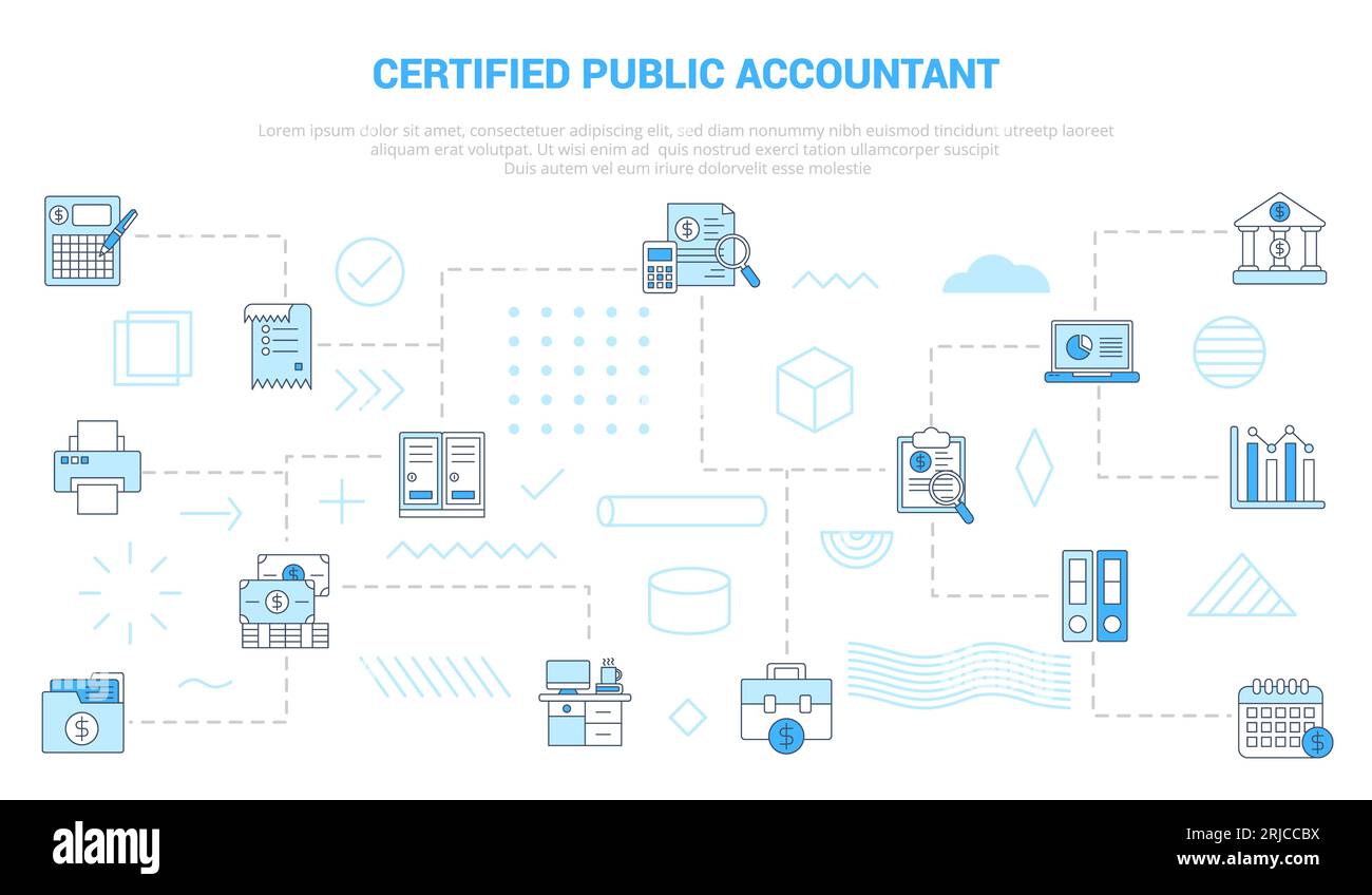 cpa certified public accountant concept with icon set template banner