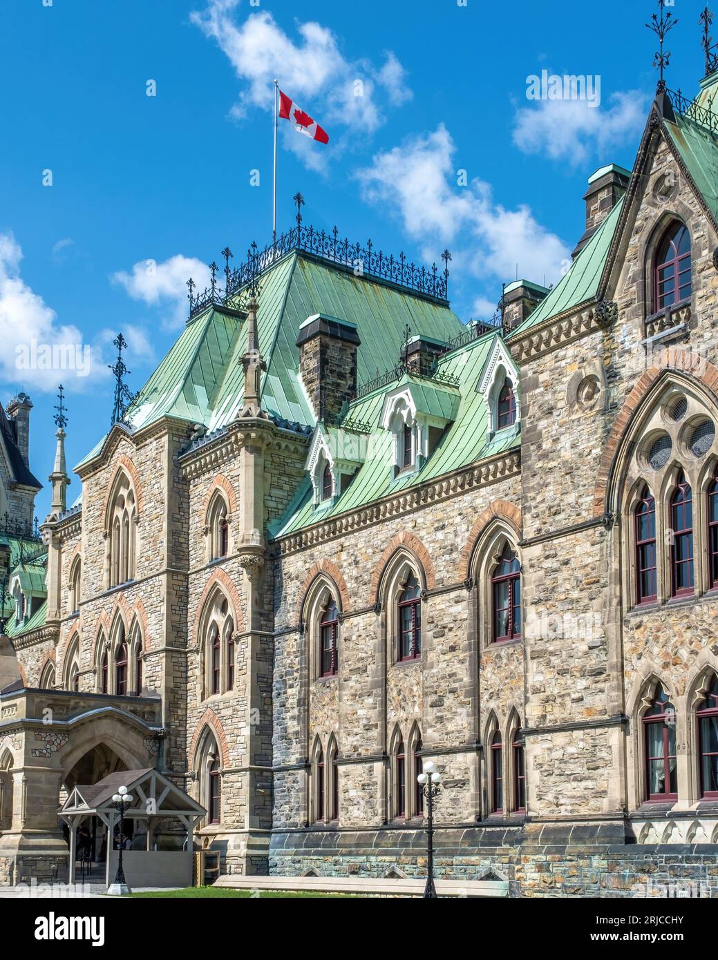 Built in 1859 to house the offices of parliamentarians and senators, the historic East Block of the Canadian parliament continues to house offices of Stock Photo