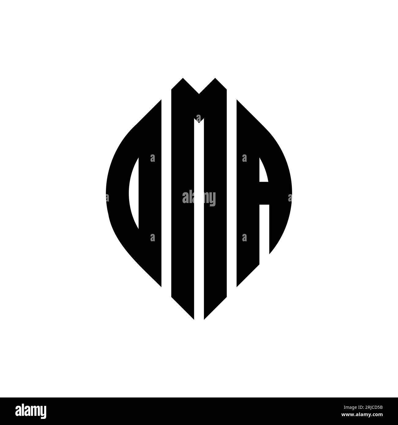 OMA circle letter logo design with circle and ellipse shape. OMA ellipse letters with typographic style. The three initials form a circle logo. OMA Ci Stock Vector