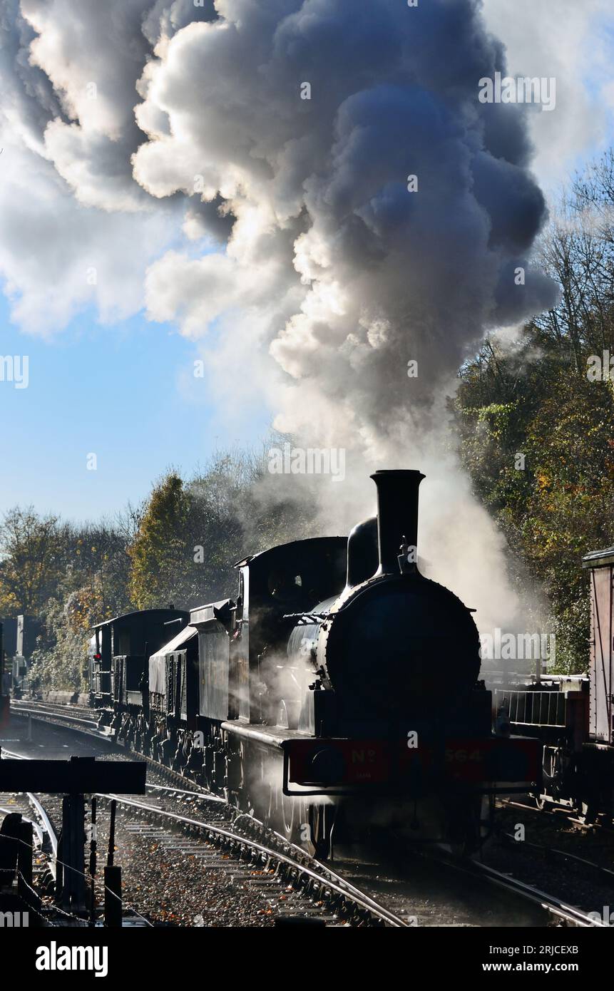 LNER Class J15 060 No 7564 makes a smoky departure from Bitton station on the Avon Valley