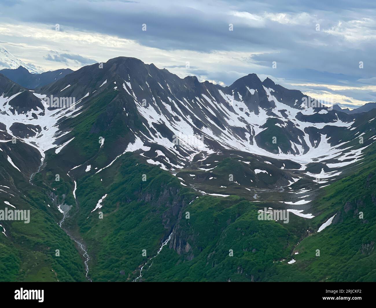 Chigmit Mountains, Bird's-eye view, Alaska, United States Stock Photo