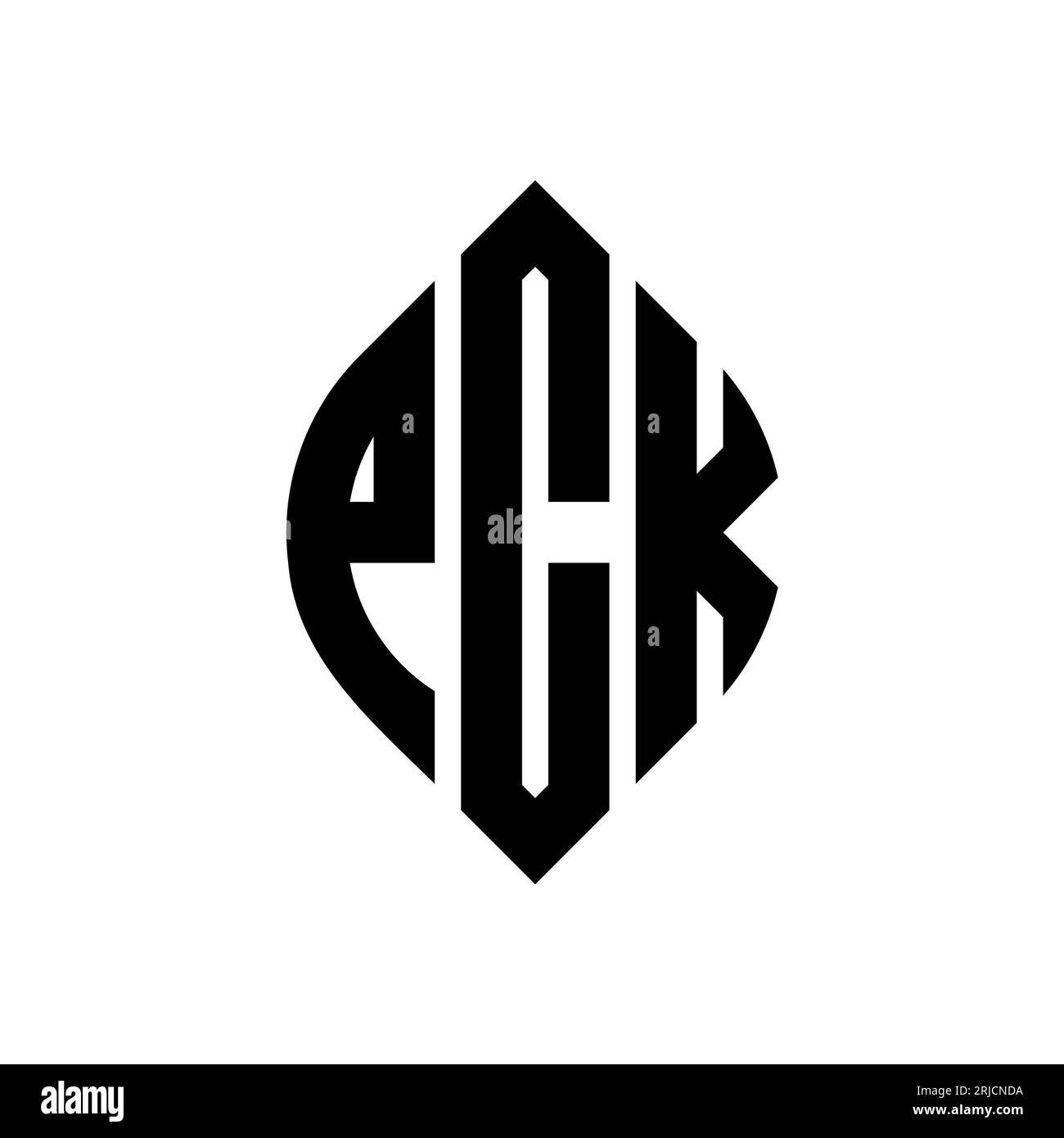 PCK circle letter logo design with circle and ellipse shape. PCK ellipse letters with typographic style. The three initials form a circle logo. PCK Ci Stock Vector