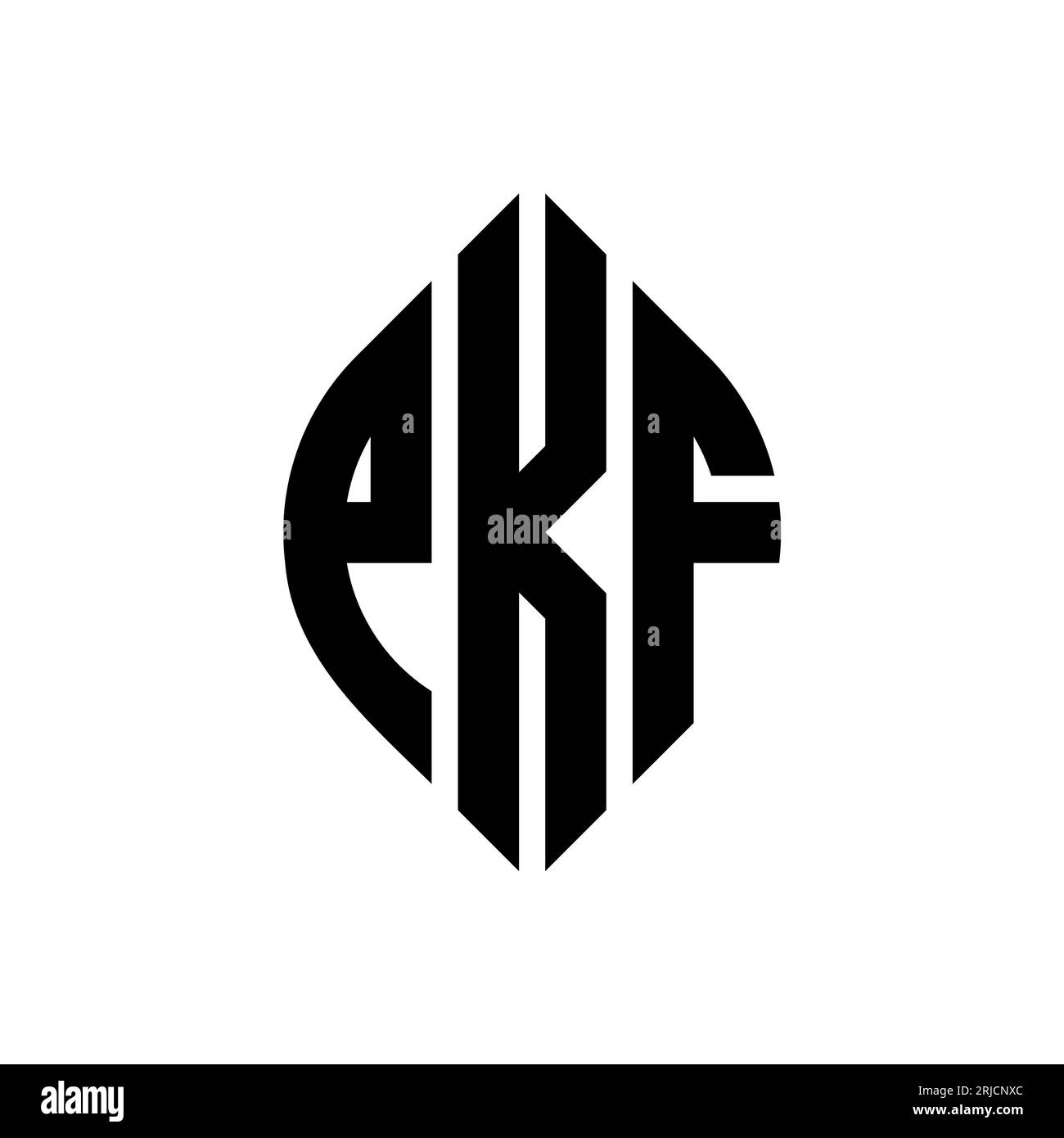 PKF circle letter logo design with circle and ellipse shape. PKF ellipse letters with typographic style. The three initials form a circle logo. PKF Ci Stock Vector
