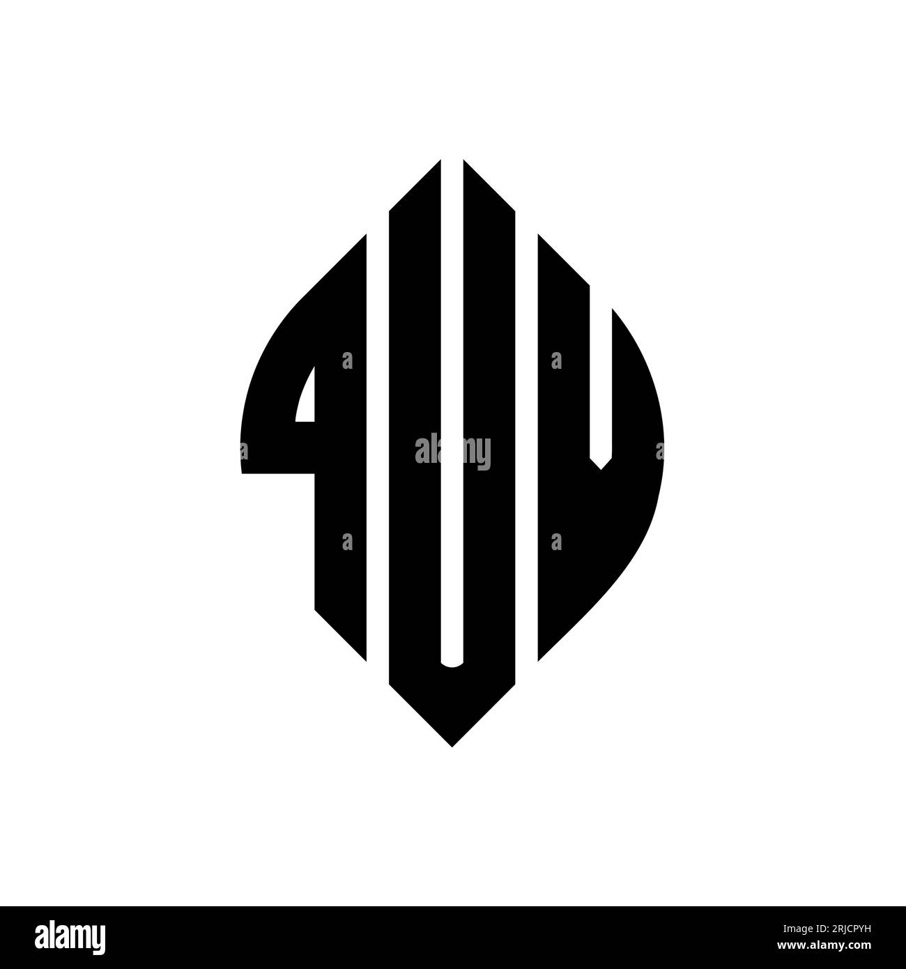 QUV circle letter logo design with circle and ellipse shape. QUV ...
