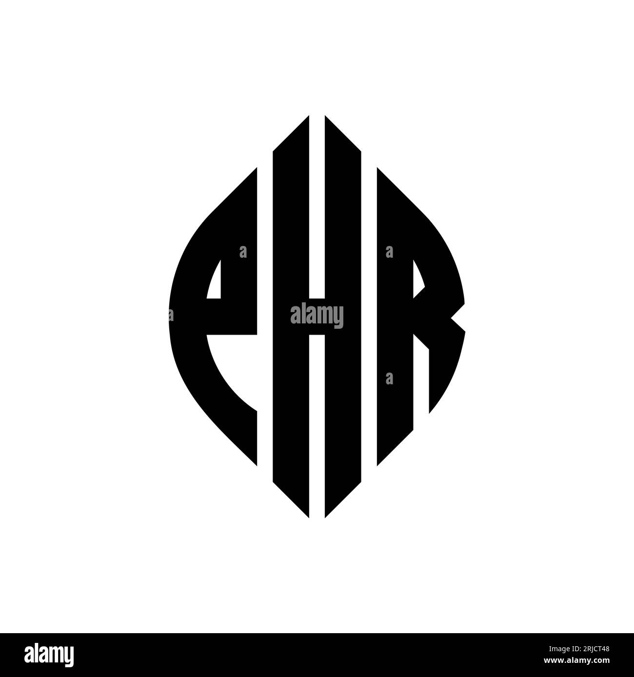 PHR circle letter logo design with circle and ellipse shape. PHR ellipse letters with typographic style. The three initials form a circle logo. PHR Ci Stock Vector