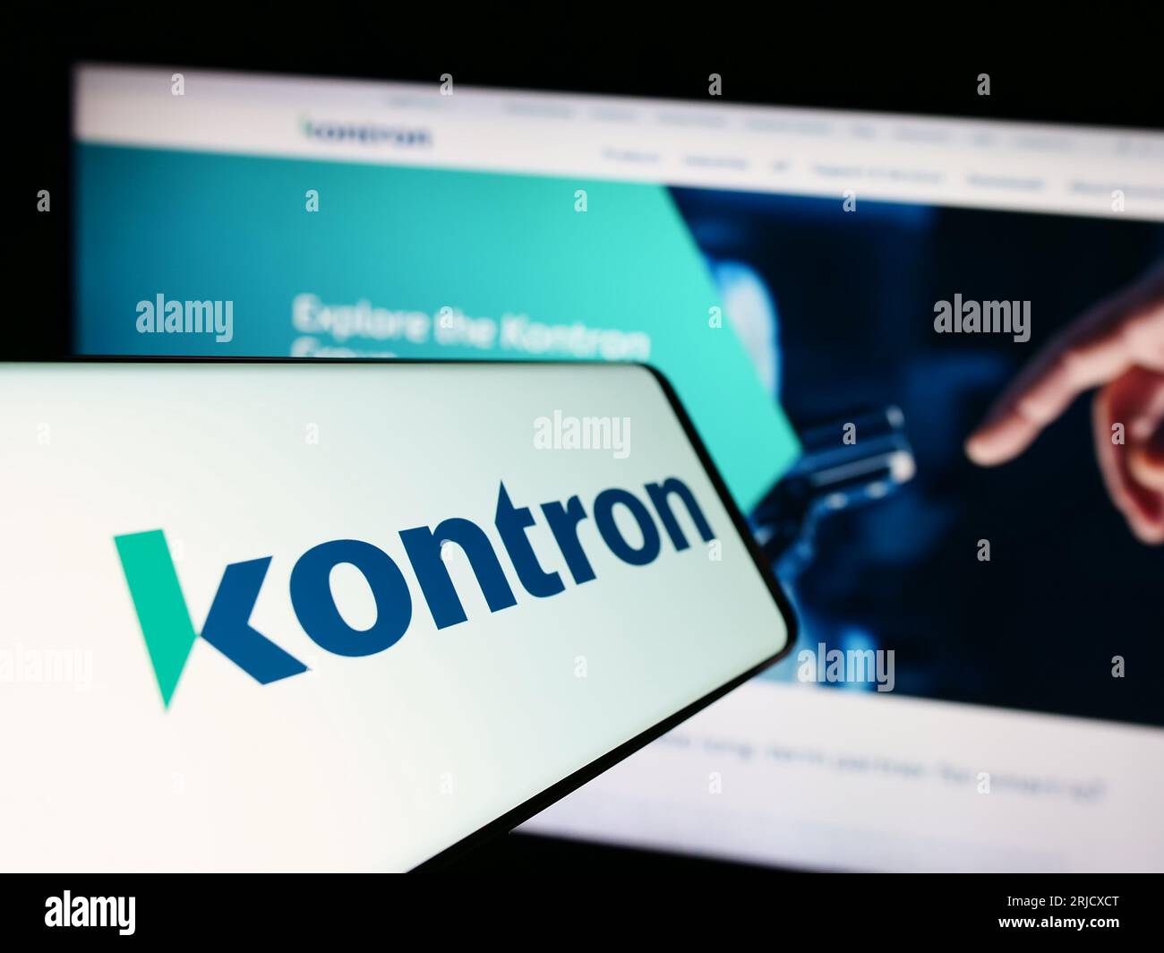 Smartphone with logo of German computer hardware company Kontron ST AG